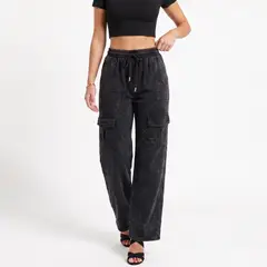 D'JOE - Buzo Acid Wash Cargo Wide Leg Mujer