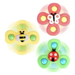 GENERICO - Set 3 Spinners Giratorios Con Ventosa Juguete Bebé