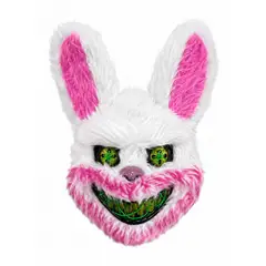 GENERICO - Máscara de Conejo Terror Con Luz Halloween Disfraz Adulto Peluda Rosa