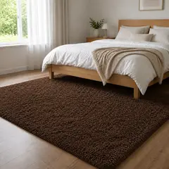 ARMONIA - Alfombra Shaggy Café Pelo Medio 180×200 Cm Antideslizante Modelo 026