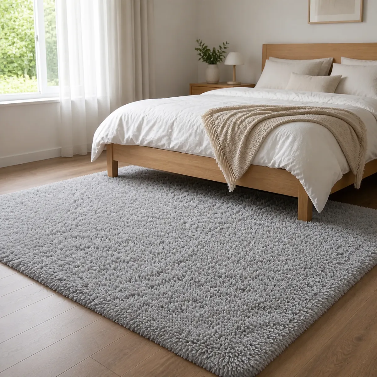 ARMONIA - Alfombra Shaggy Gris Peluda para Sala y Oficina 180x200 cm 026