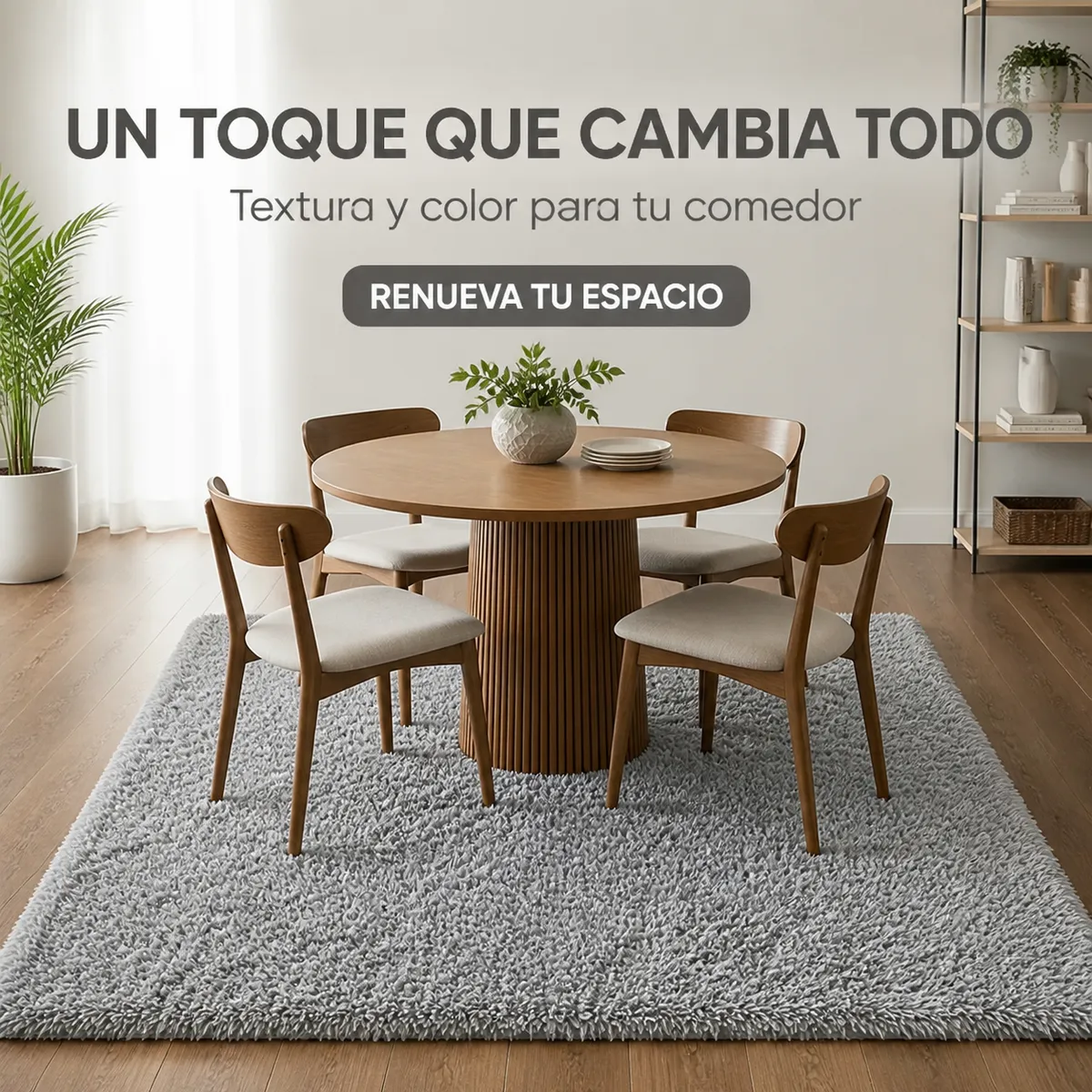 ARMONIA - Alfombra Shaggy Gris Peluda para Sala y Oficina 180x200 cm 026