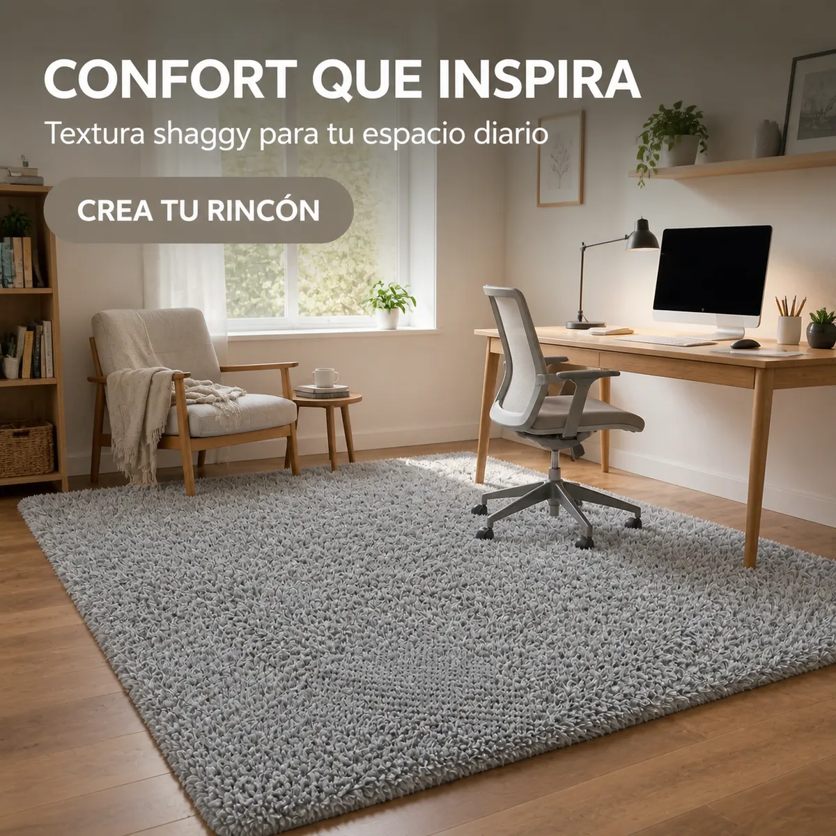 ARMONIA - Alfombra Decorativa Shaggy  Gris 180x200 cm Modelo 026 Armonia