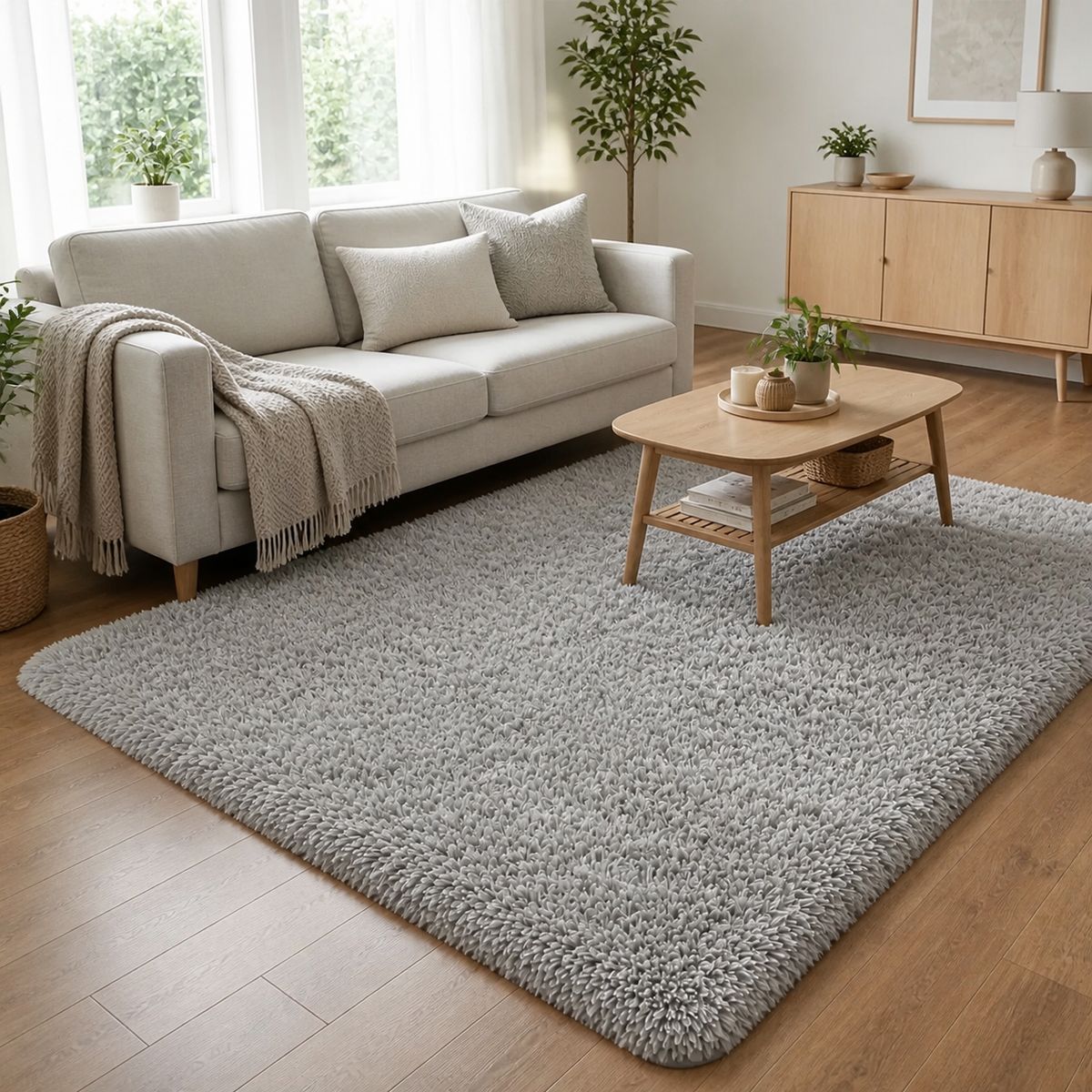 ARMONIA - Alfombra Peluda Gris Shaggy 180x200 cm Decorativa Armonia 026