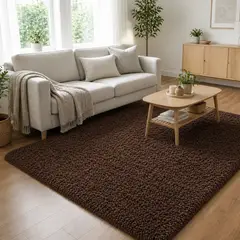 ARMONIA - Alfombra Shaggy Café Pelo Medio 180×200 Cm Antideslizante 026