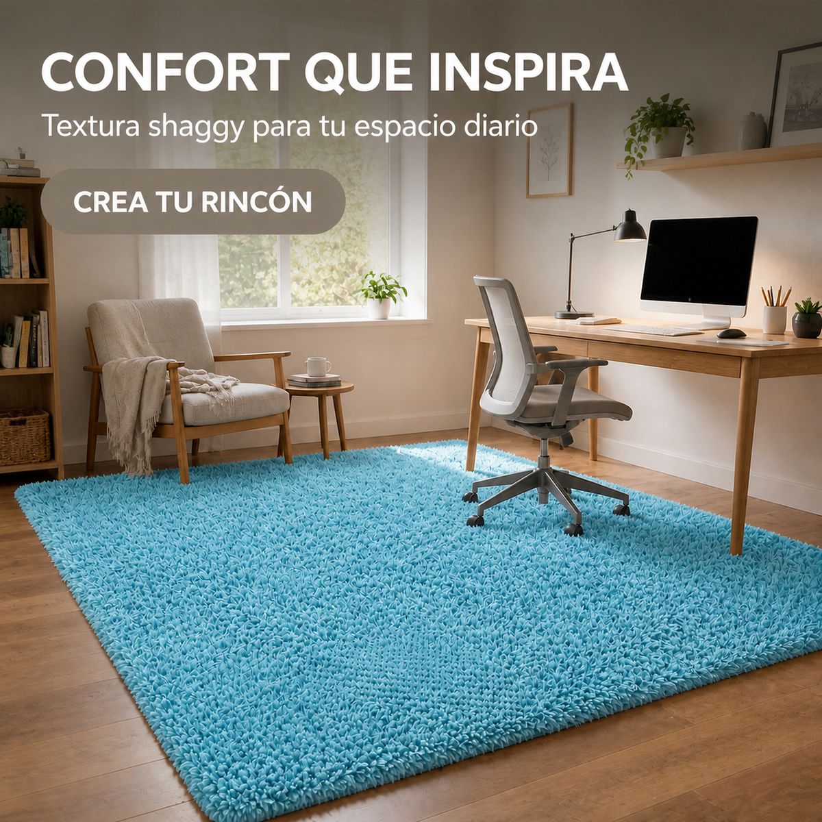 ARMONIA - Alfombra Interior Shaggy Antideslizante 180x200 cm Calipso Armonia 026