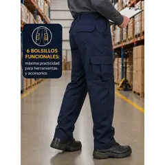 MTX - Pantalón Cargo Poplin Azul Marino Talla M