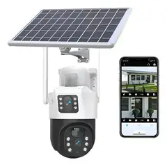 GENER - Cámara de Seguridad Baliza Exterior Solar 4G con Doble Pantalla