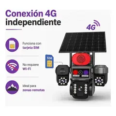 GENERICO - Cámara Seguridad Triple Solar Red Celular Sim Wifi App 365°