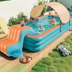 BABYLUNA - Centro de Juegos Acuático Infantil, Piscina Inflable con Tobogán y Techo