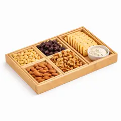 FLIPEREX - Set 6 Bandejas De Bambu Para Picoteo Aperitivos Coctel