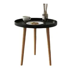 GENERICO - Mesa Centro Redonda Plegable MDF Metal Modelo Negro