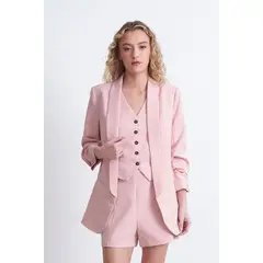 NICOPOLY - Blazer Manga 3/4 Ajustado con Solapas Rosado Mujer