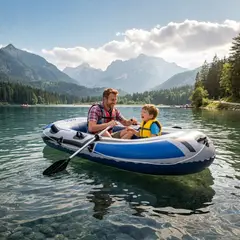 BABYLUNA - Bote Inflable Para 2 Personas Con Remos Y Bomba De Aire Manual