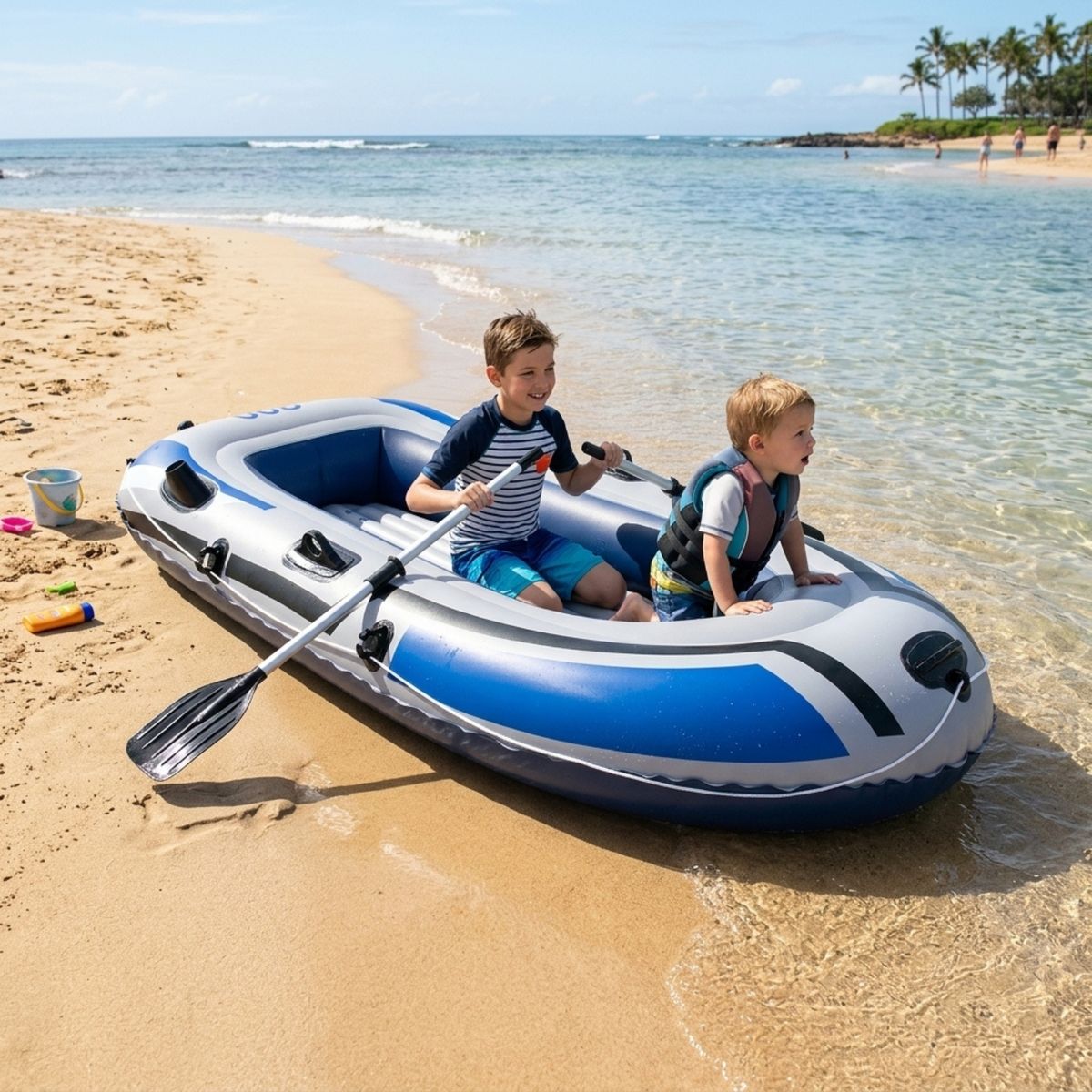 BABYLUNA - Bote Inflable Para 2 Personas Con Remos Y Bomba De Aire Manual