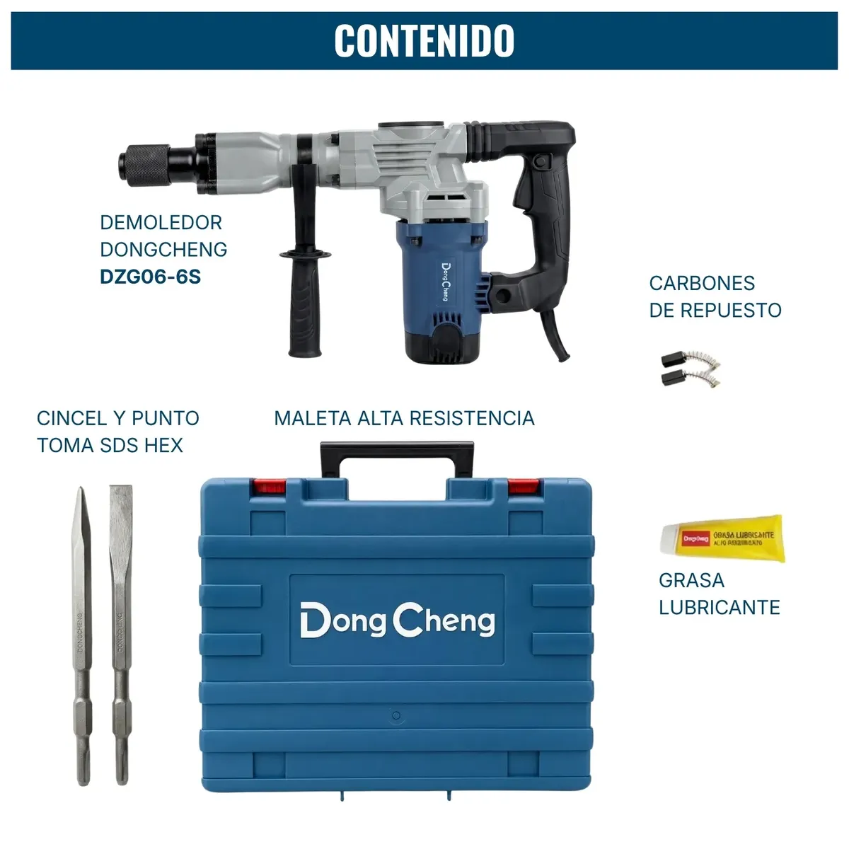 DONGCHENG - Martillo Demoledor 1400W 16.8J Certificado Sec Dongcheng