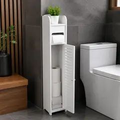ARMONIA - Mueble Organizador Blanco de MDF para Baño con Portapapel 80x16x15 cm 339