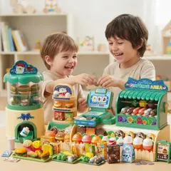 BABYLUNA - Set Juego de Supermercado Infantil 71 Piezas Verde