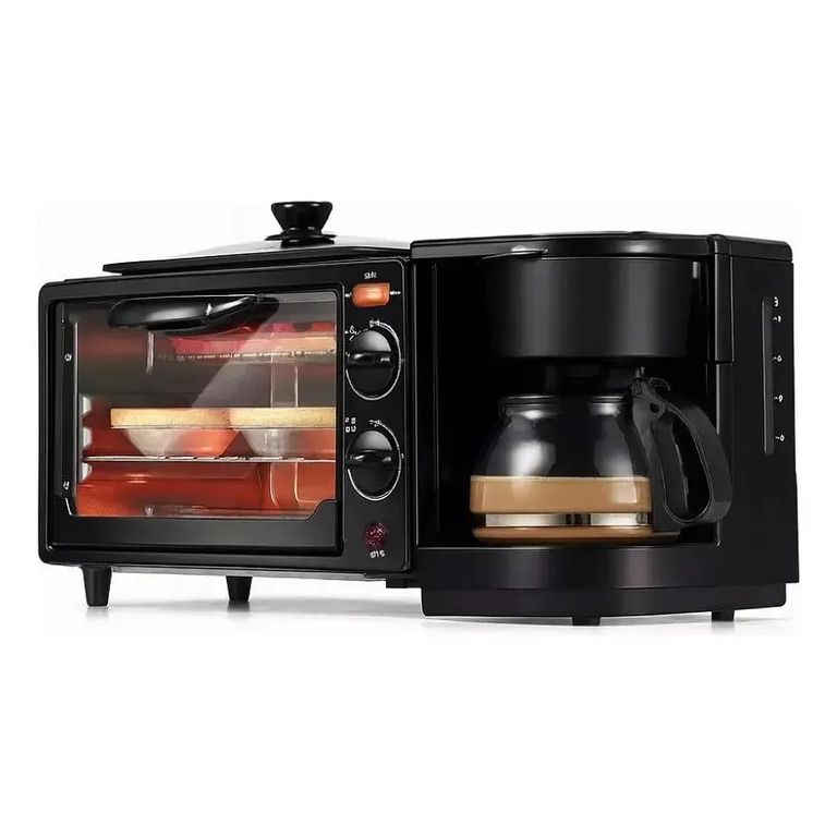 Horno Eléctrico Boma de Mesa 12 L con Cafetera y Tostador 3 en 1 Negro