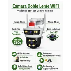 IRM - Camara Seguridad Exterior Wifi Doble Lente Vision Nocturna