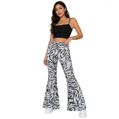 AAYO MODA - Pantalon Mujer Palazzo Flare Pata Elefante Estampado Zebra