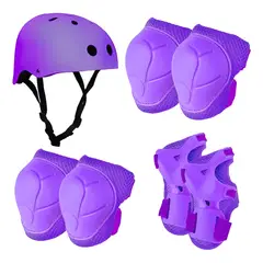 GENERICO - Set protección niña casco rodillera codera morado
