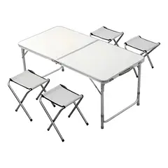 GENERICO - Mesa Camping Plegable 120x60cm + 4 Sillas