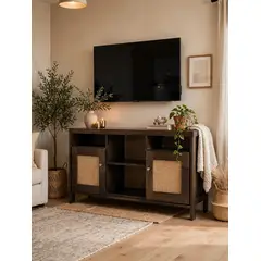 GENERICO - Rack TV Madera Rustic color Gris Oscuro