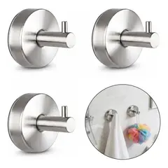 GENERICO - Pack 3 Ganchos Pared Para Baño Cocina Acero Inoxidable Con Tornillos