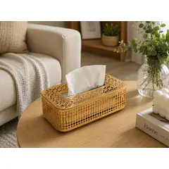 GENERICO - Porta Pañuelos Decorativo Metálico Dorado Elegante