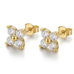 GENERICO - Aros flor de cristal para mujer en baño de oro