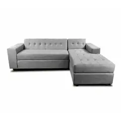 GENERICO - Sofa Seccional Retro L 3 Cuerpos/ Gris