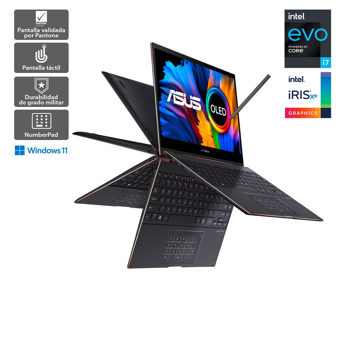 ASUS - Notebook Asus Zenbook Flip S13 OLED UX371EA-HL802W Intel Core i7 16GB RAM 512GB SSD 13.3" 4K UHD