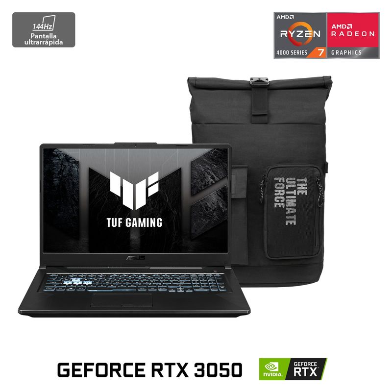 ASUS - Notebook Asus TUF Gaming A17 FA706IC-HX012T AMD Ryzen 7 NVIDIA GeForce RTX 3050 8GB RAM 512GB SSD 17.3" FHD 144Hz