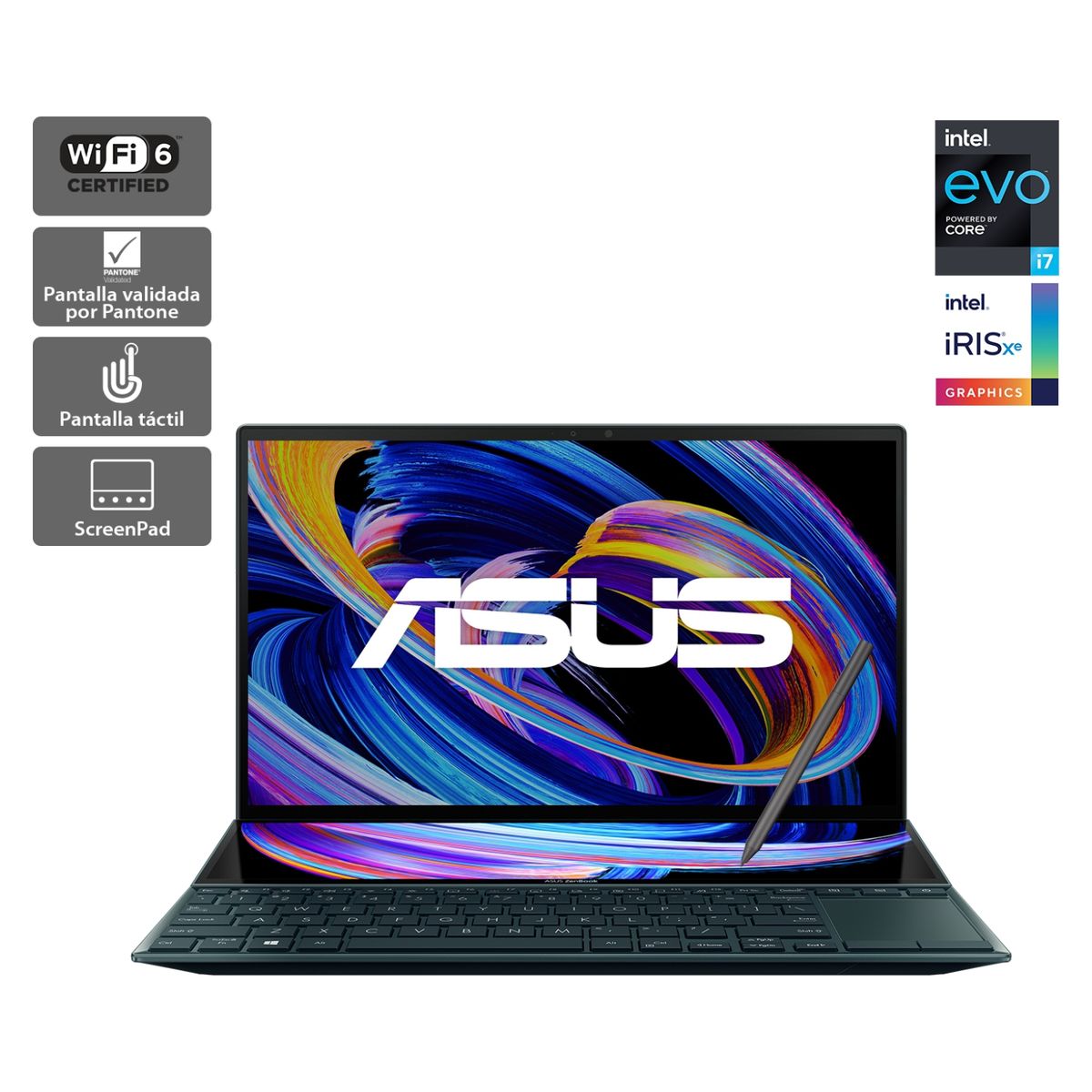 ASUS - Notebook Asus Zenbook Duo 14 UX482EAR-HY293W Intel Core i7 16GB RAM 1TB SSD 14" FHD