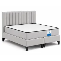 VITELIO - Cama King Modular Gris claro + Colchon Semi Ortopedic 180x200x25cm