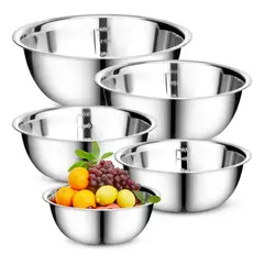 GENERICO - Pack 5 Bowl Acero Inoxidable para Repostería Cocina