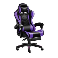 GENERICO - Silla Gamer Ergonómica Reclinable con Reposapiés color violeta