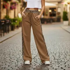 HERIEL - Pantalón Palazzo Animal Print Primavera / Verano Oversize Elasticados Wide Leg