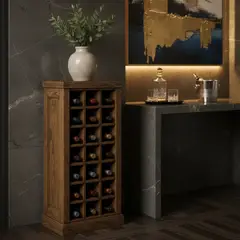 GENERICO - Cava Madera Vertical 21 Botellas Modelo Pulku Color Nogal