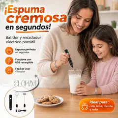 GENERICO - Batidor + Mezclador de Líquidos para Leche, Café y Bebidas Cremosas- "Espuma Perfecta en Segundos"