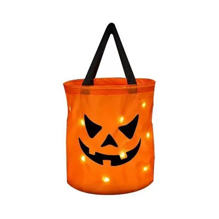 GENERICO Bolsa De Dulces De Calabaza Con Luz Led 25x30Cm Para Halloween