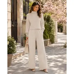 LOOK SHOP - Conjunto Mujer Cuello Alto Pantalón Palazzo Primavera