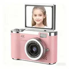 GENERICO - Cámara Digital 4k Ourlife Rosa Con Lcd Reversible, Tf 32gb