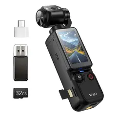 GENERICO - Cámara Mini 4k Con Flash Y Estabilización Óptica +32gb Negro