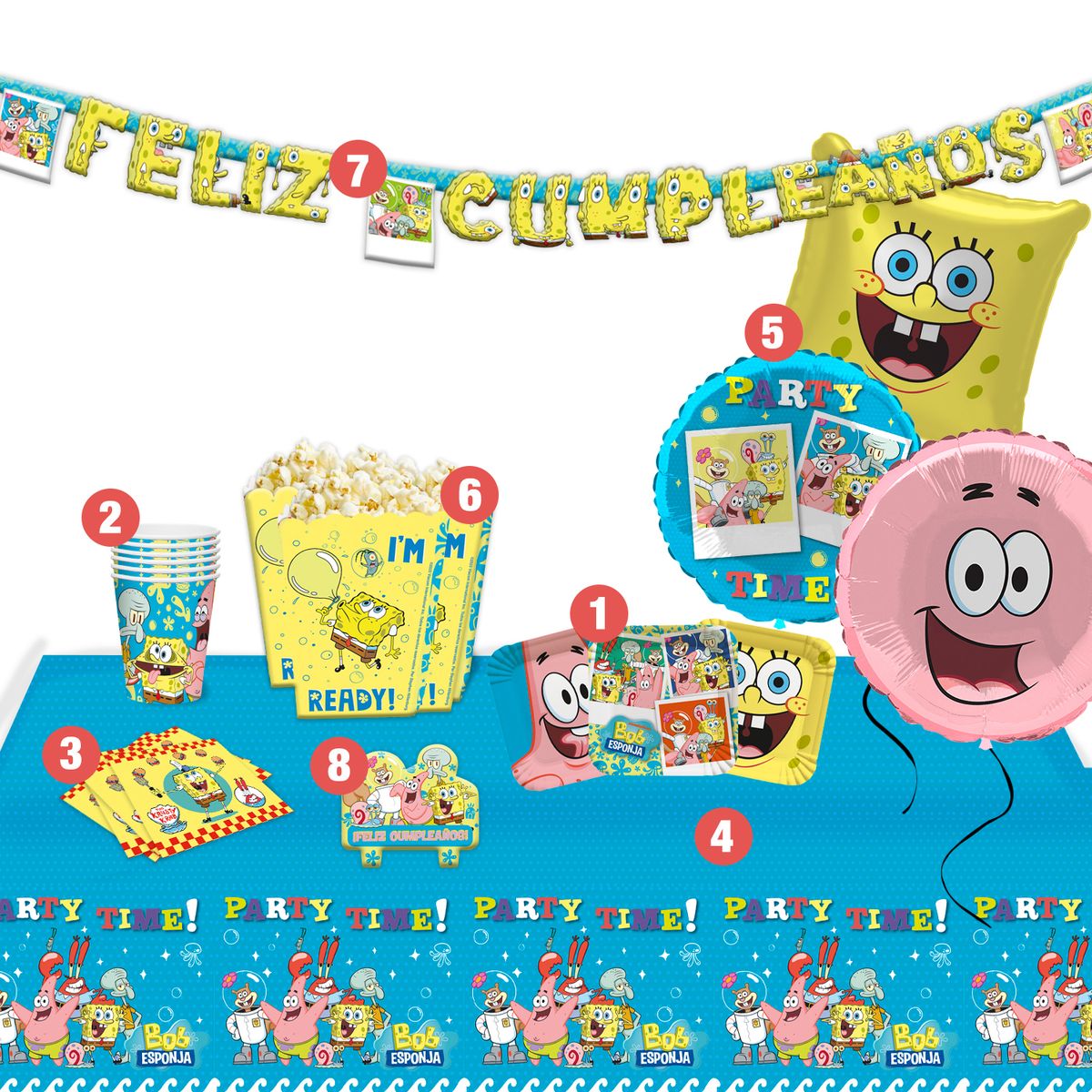 NICKELODEON - Set Cumpleaños Bob Esponja para 6 Personas Pronobel