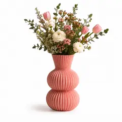 GENERICO - Florero Estriado Rosa 20 cm Moderno Para Hogar
