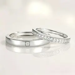 GENERICO - Par de Anillos de Pareja Promesa Eterna en Plata S999