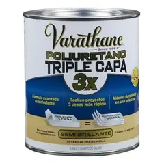 RUST OLEUM - Barniz Poliuretano Varathane Triple Capa 946ml Acabado Semibrillante Color Transparente