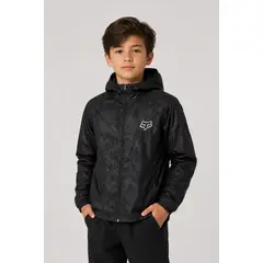 FOX RACING - Cortavientos Fox Negro de Niños Chaqueta Deportiva para Niños